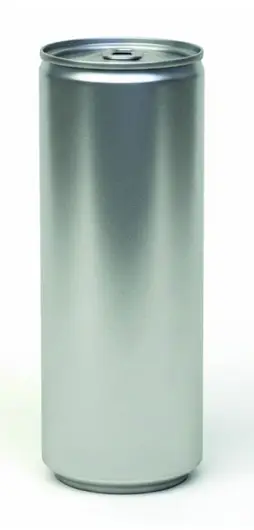 Thin cylindrical aluminium drinks can